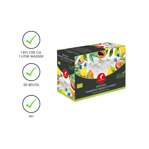 Julius Meinl Tee BIO Ananas-Mango Big Bag (1 Beutel für ca. 1 lt. Wasser), Grüner Tee, Teebeutel im Kuvert